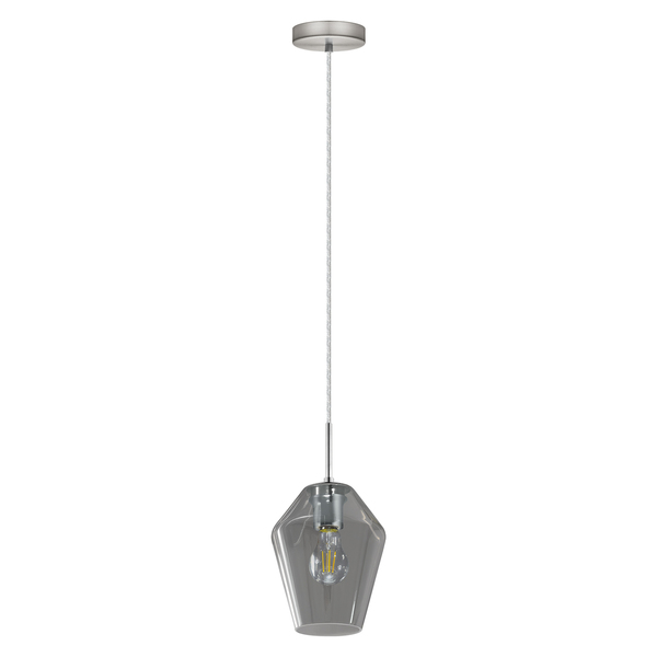 Eglo 1X25W Pendant W/ Matte Nickel Finish And Smoked Glass 202357A